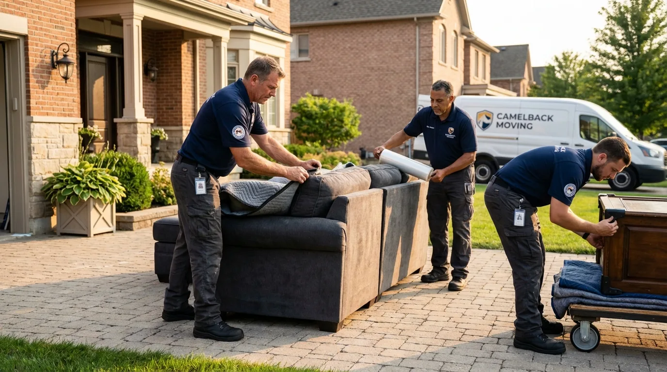 Large estate moving crew wrapping furniture in Eustis, FL